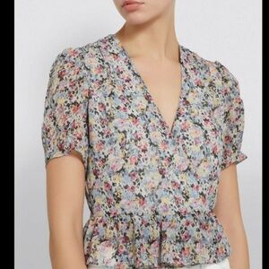 All Saints Ilia Sketch Peplum Multicolor Floral Blouse